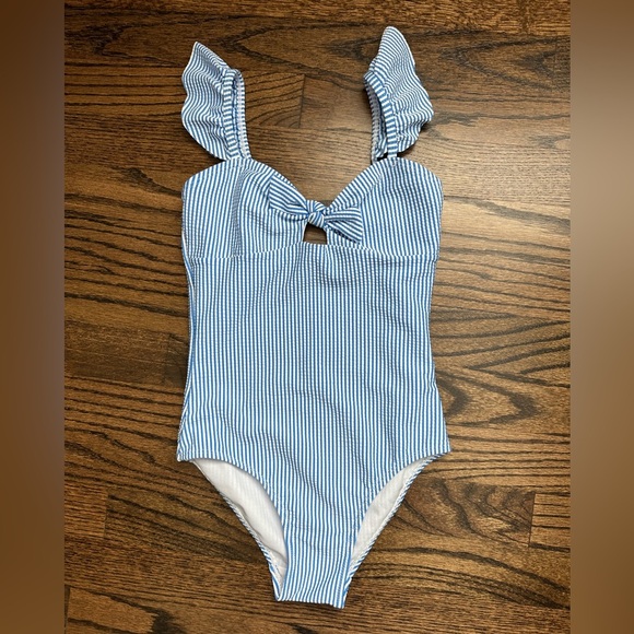 Snapper Rock Girls Seersucker Swimsuit - size 10 - Picture 1 of 6
